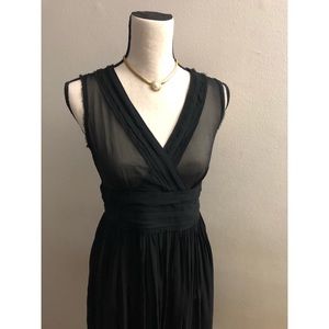 Banana Republic Black Sheer Silk Fit&Flare Dress